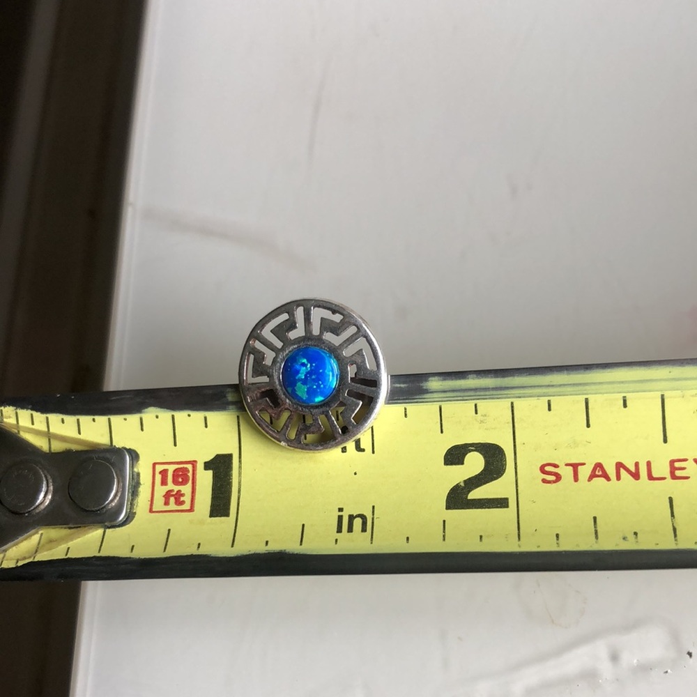 Sterling Silver Opal Greek Earrings - image 6